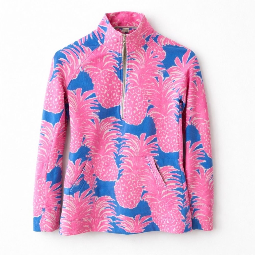 Lilly Pulitzer Skipper Popover Pineapple Print UPF 50+ Quarter Zip Pullover XXS